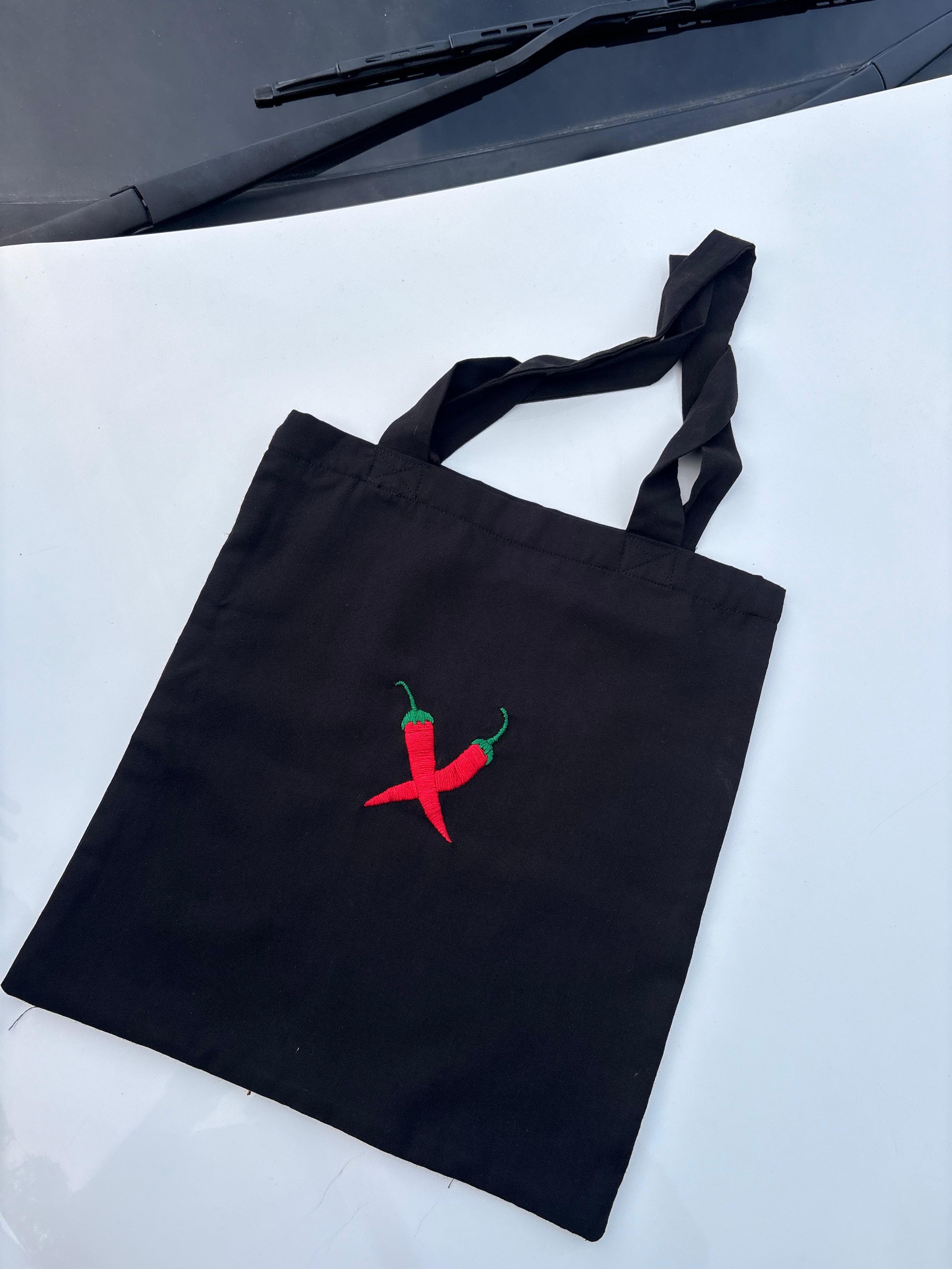 Mirchi Embroidered Tote Bag
