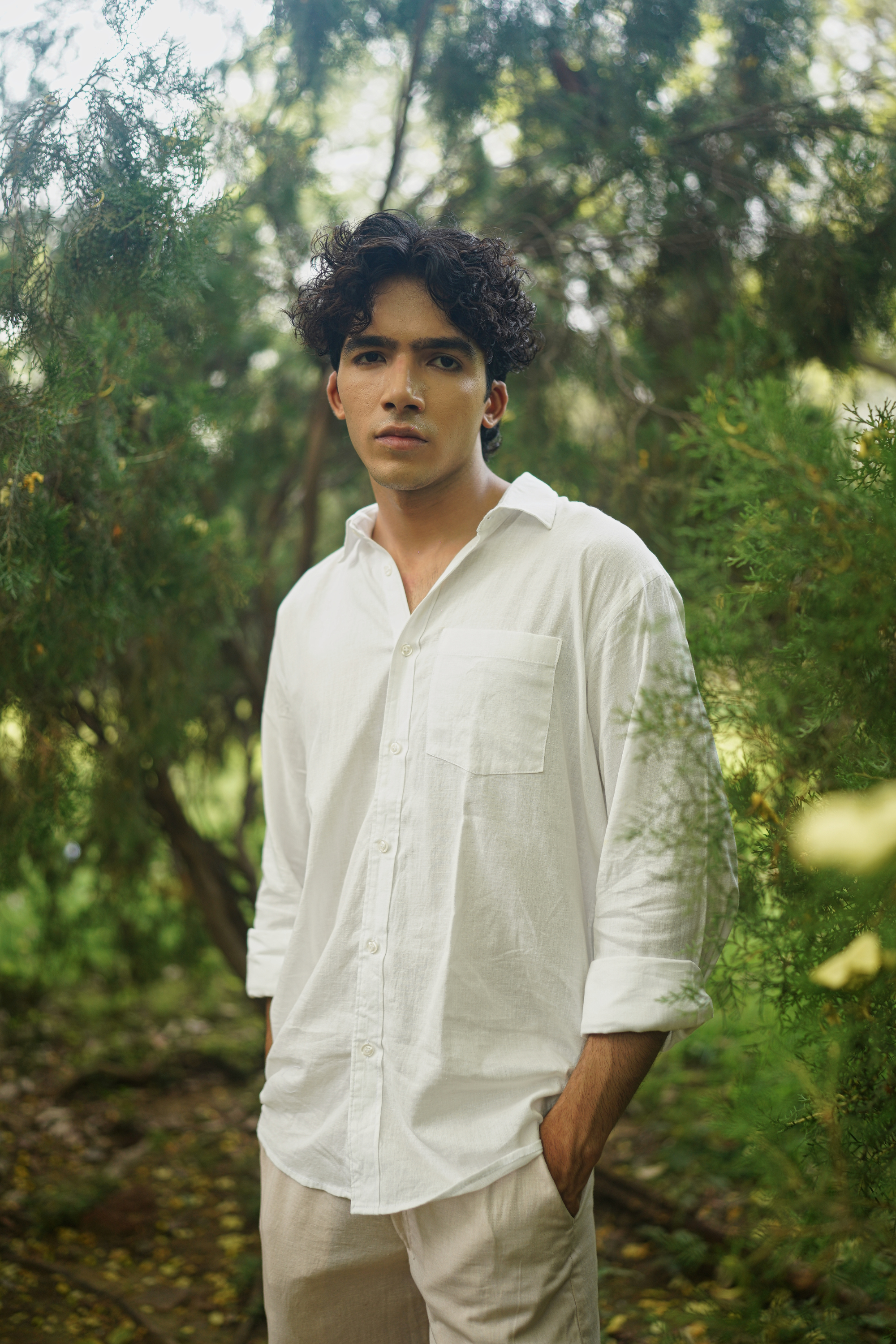 Men's White Linen Shirt